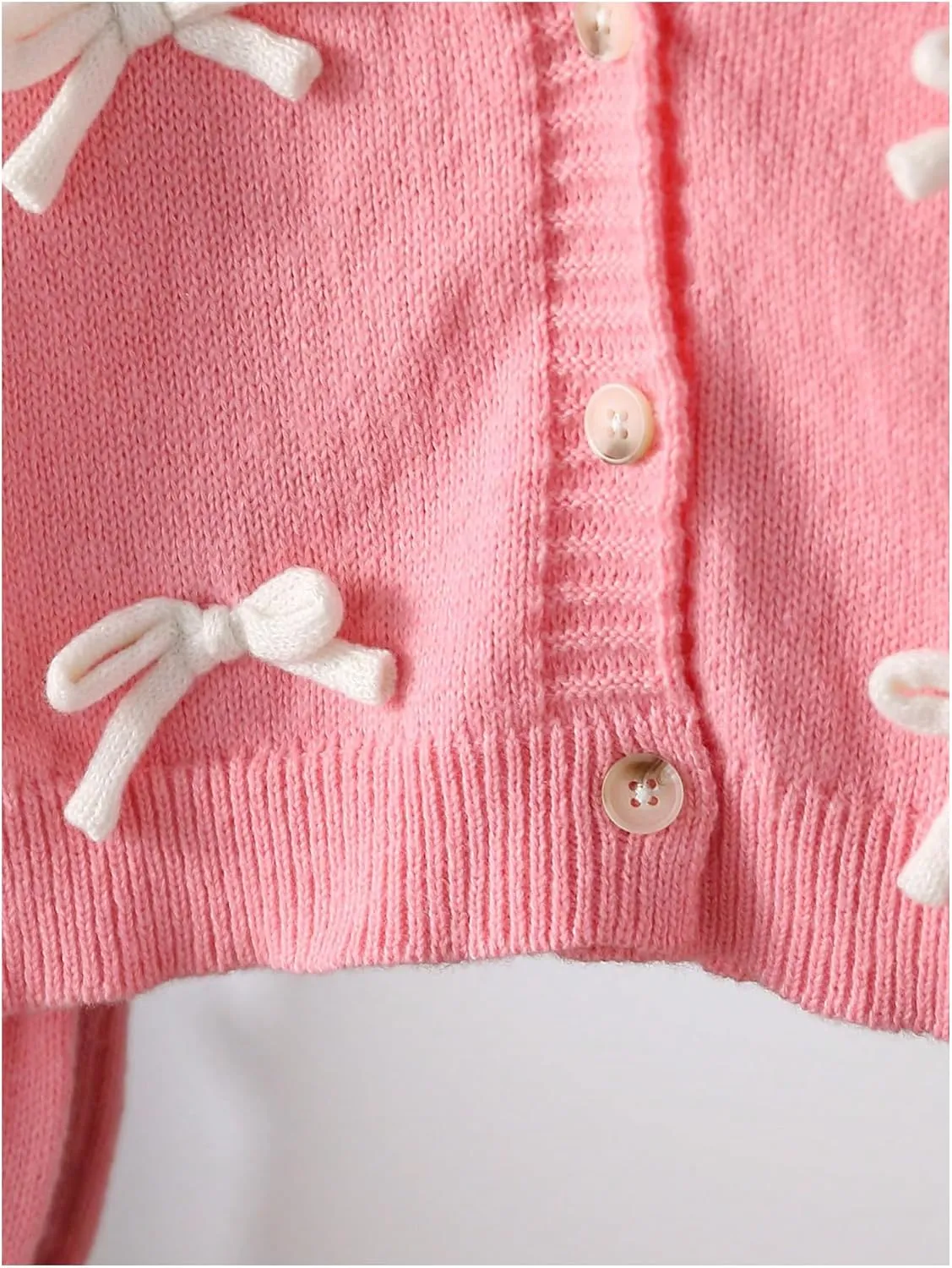 MakeMeChic Girl's 3D Bow Long Sleeve V Neck Button Down Cardigan Sweater Knitted Outerwear