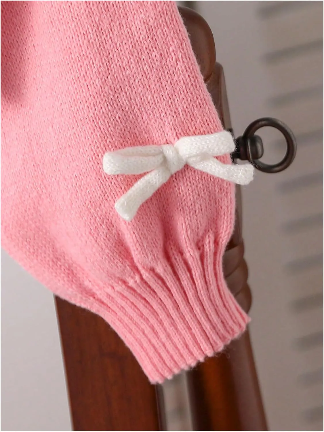 MakeMeChic Girl's 3D Bow Long Sleeve V Neck Button Down Cardigan Sweater Knitted Outerwear