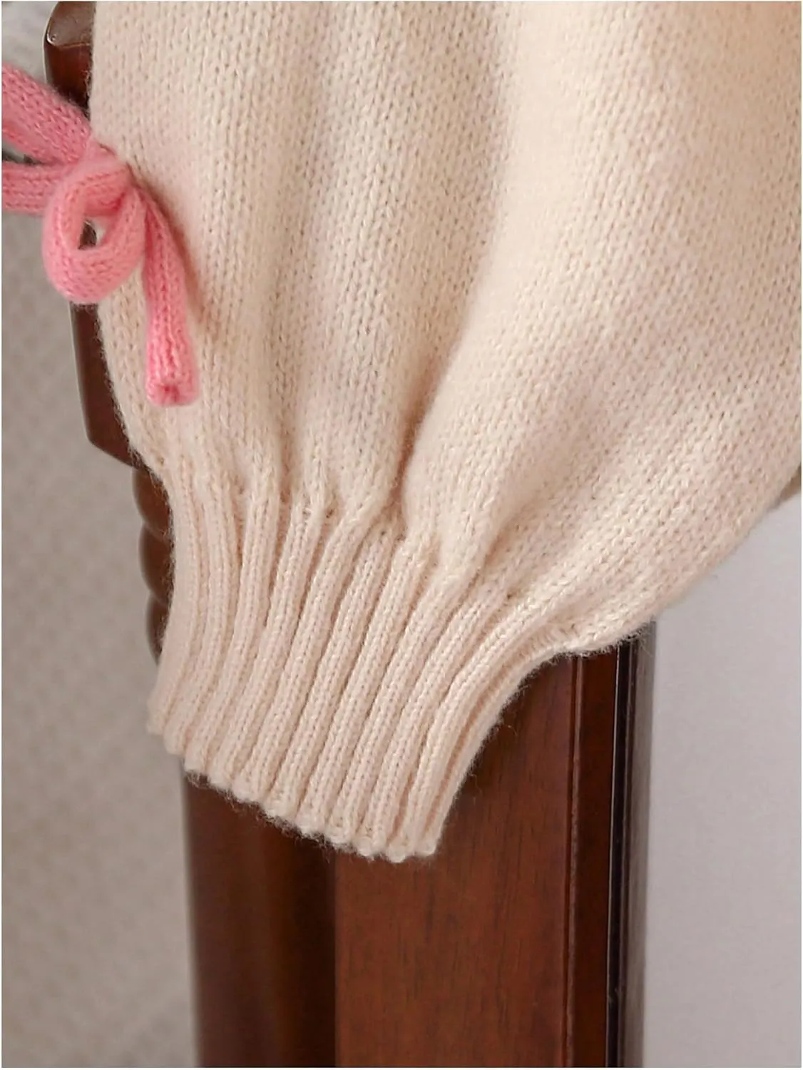 MakeMeChic Girl's 3D Bow Long Sleeve V Neck Button Down Cardigan Sweater Knitted Outerwear
