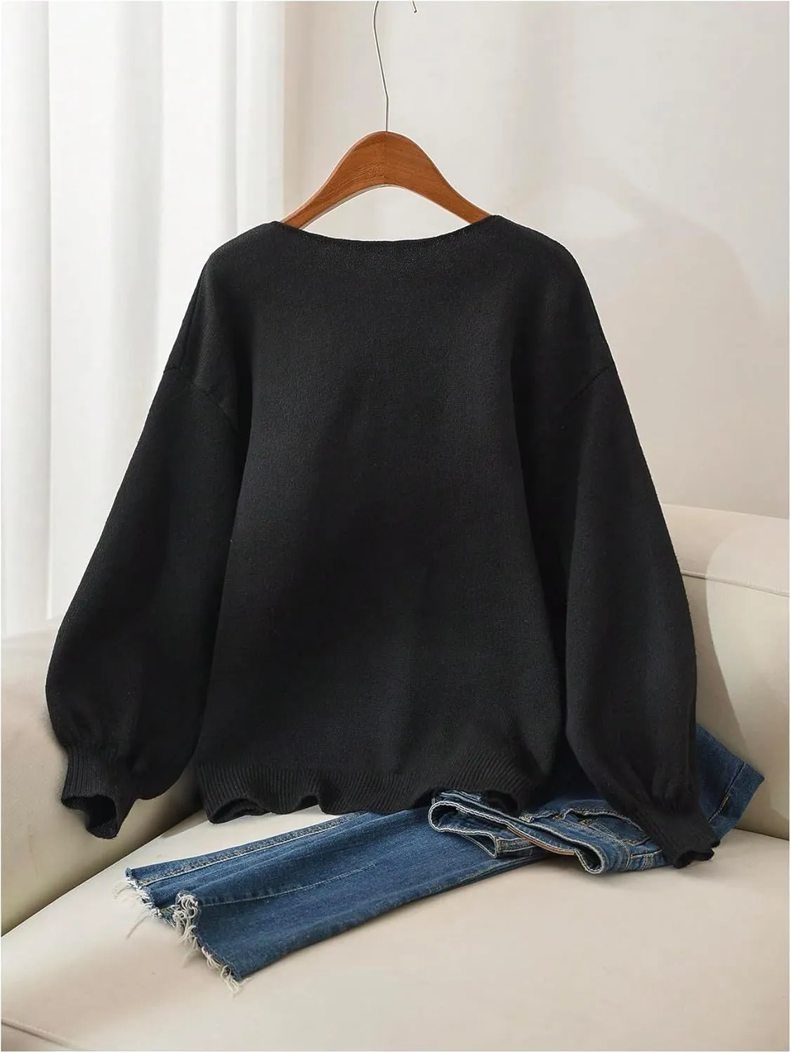 MakeMeChic Women's Plus Size Bow Tie Front Cardigan Sweater Long Sleeve Drop Shoulder Outerwear