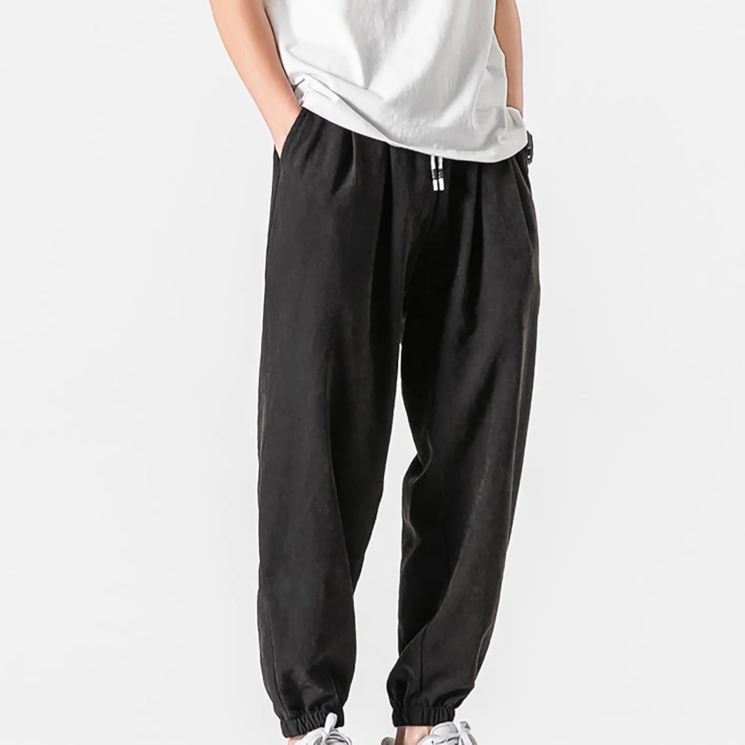 Man Pants for Men Fashion Casual Solid Stretch Waist Drawstring Trousers Outdoor Fashion Fall Baggy Joggers Sweatpant