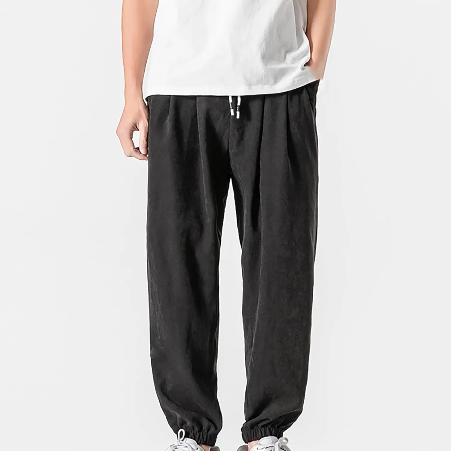 Man Pants for Men Fashion Casual Solid Stretch Waist Drawstring Trousers Outdoor Fashion Fall Baggy Joggers Sweatpant