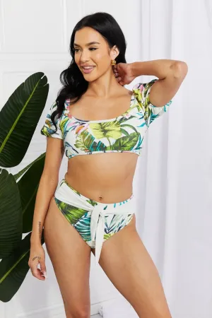 Marina West Swim Vacay Ready Puff Sleeve Bikini in Floral - Ships from The US