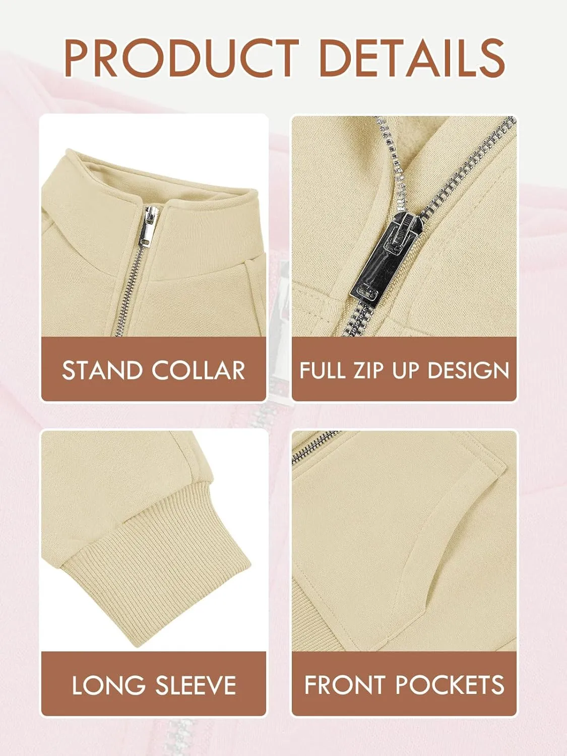 Meikulo Girls Zip Up Sweatshirt Kids Fashion Stand Collar Fleece Lined Jacket with Pockets 7-14 Years