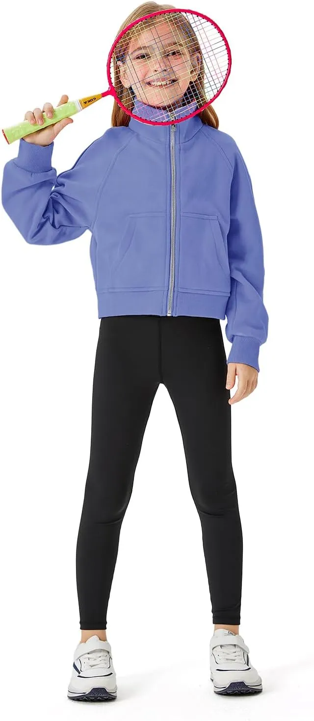 Meikulo Girls Zip Up Sweatshirt Kids Fashion Stand Collar Fleece Lined Jacket with Pockets 7-14 Years