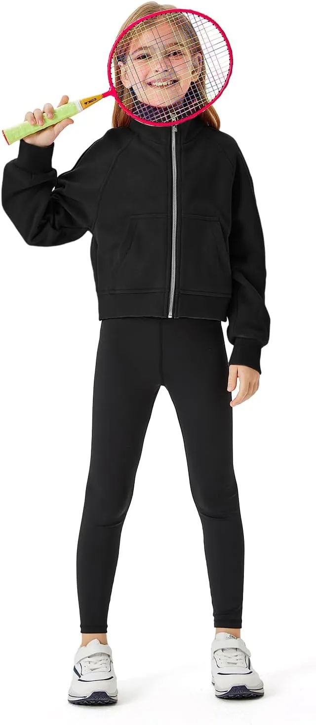 Meikulo Girls Zip Up Sweatshirt Kids Fashion Stand Collar Fleece Lined Jacket with Pockets 7-14 Years