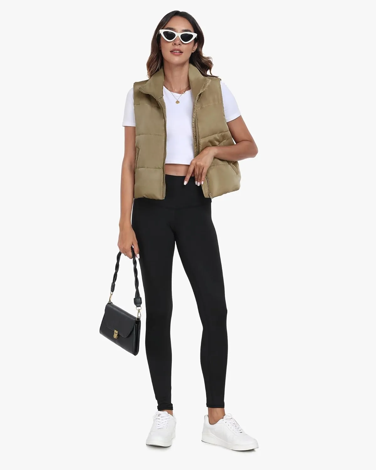 Memorose Puffer Vest for Women Winter Outwear Jacket Cropped Sleeveless Lightweight Fashion Fall Coat with Pockets