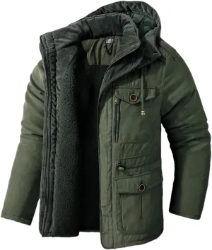 Men Fleece Warm Jackets Thick Hooded Coat Mens Linner Outerwear Casual Cotton Padded Jacket