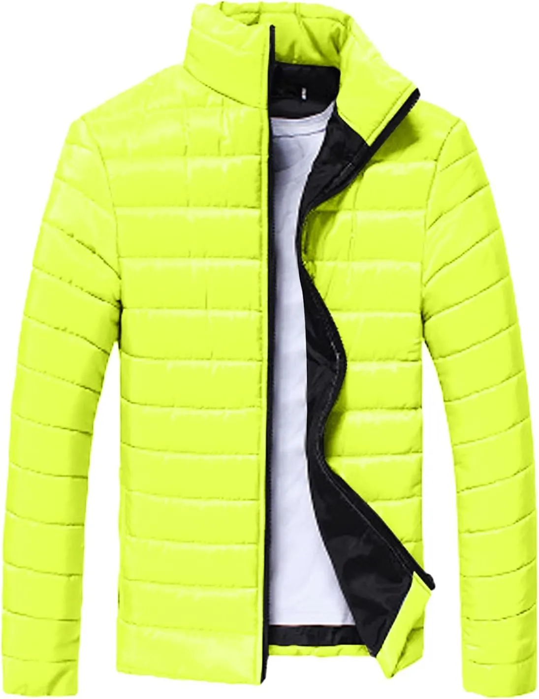 Men Lightweight Jacket Puffer Hoodless Light Padded Zip Down Jacket Winter Warm Bubble Coat Packable Quilted Jackets