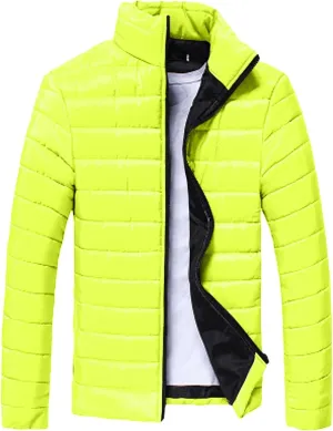 Men Lightweight Jacket Puffer Hoodless Light Padded Zip Down Jacket Winter Warm Bubble Coat Packable Quilted Jackets
