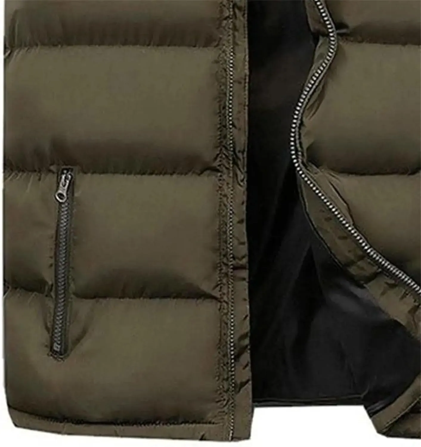 Men Puffer Vest Jacket Winter Sleeveless Outerwear Stand Collar Zipper Cotton Padded Thicken Waistcoat