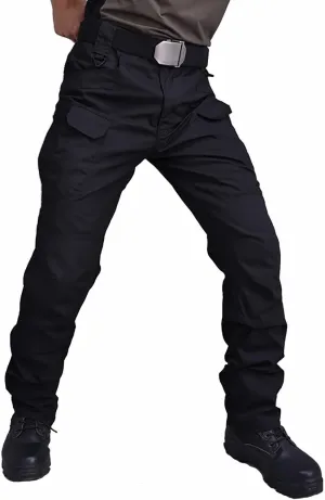 Men Ripstop Tactical Pants, Water Resistant Cargo Pants, Lightweight Hiking Military Pant Outdoor Work Trousers(No Belt)