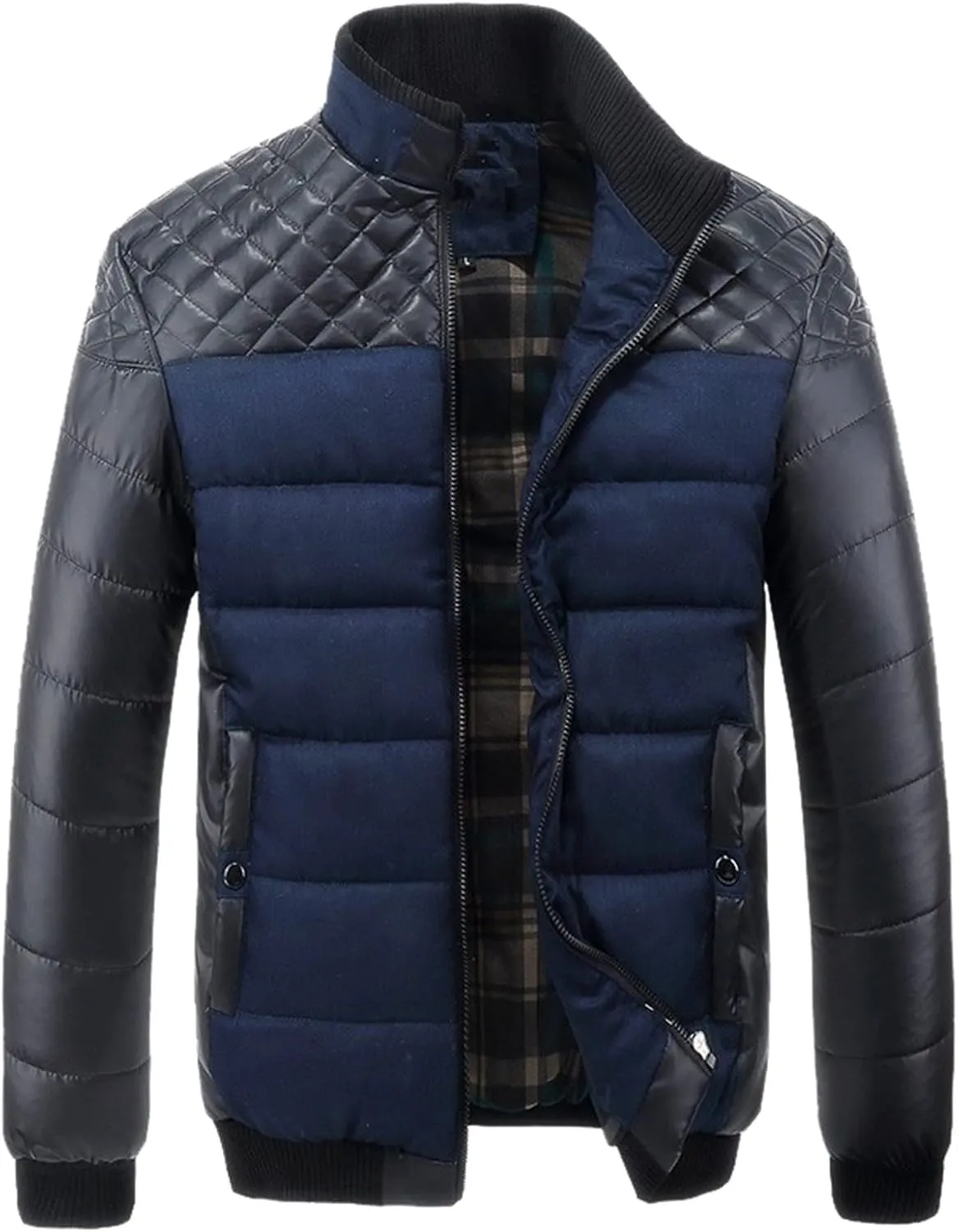Mens Autumn And Winter Fashion Casual Diamond Coat Jacket Cotton Padded Jacket down Puff Jacket Men