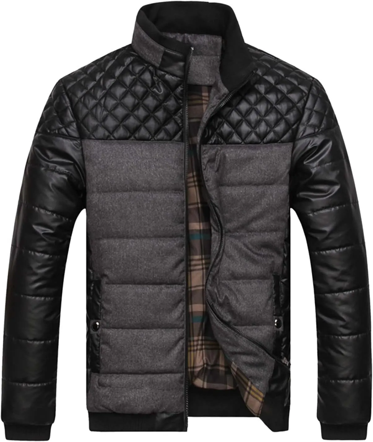 Mens Autumn And Winter Fashion Casual Diamond Coat Jacket Cotton Padded Jacket down Puff Jacket Men