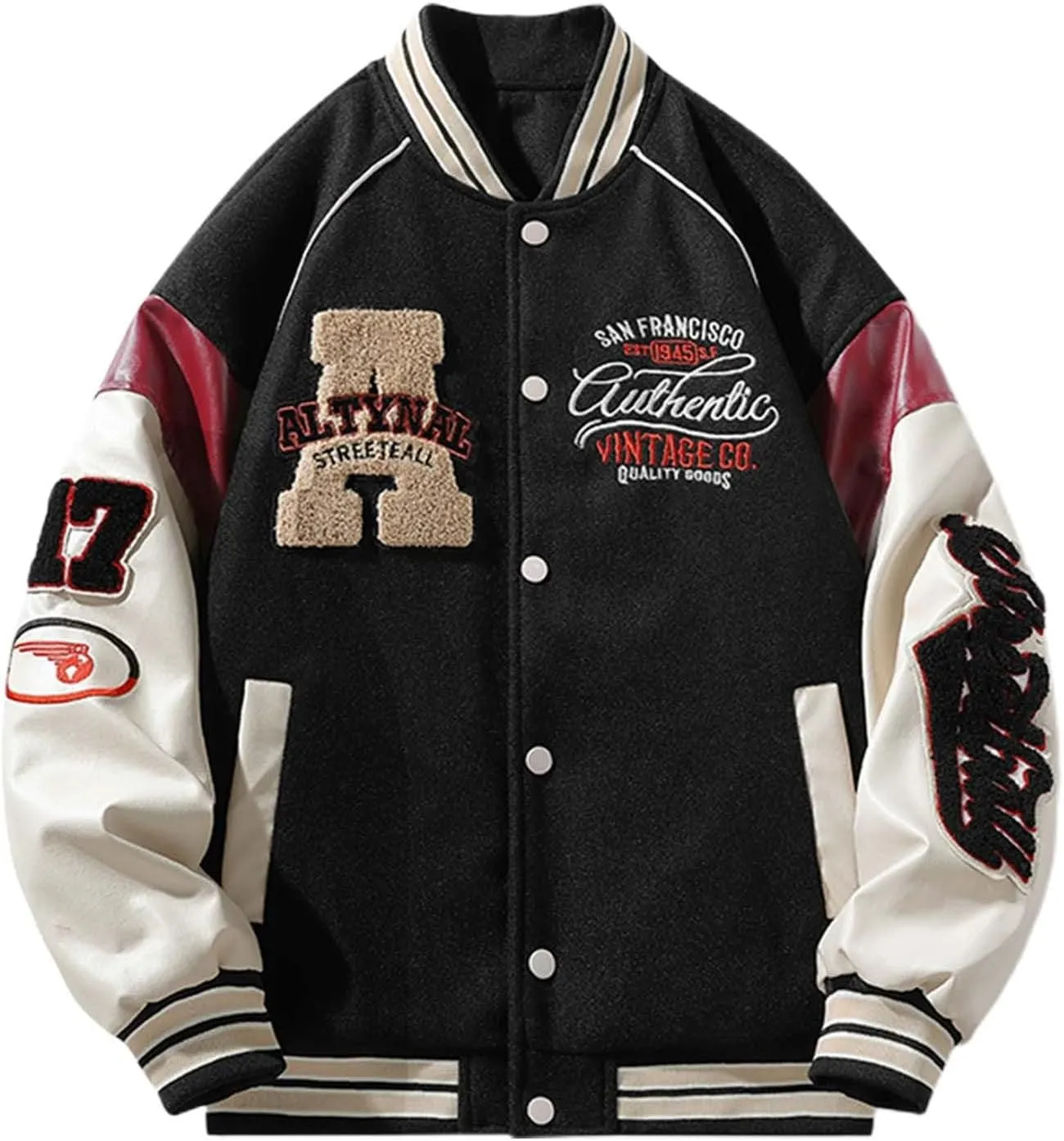 Men's Baseball Jacket Vintage Graphic Varsity Jackets Lightweight Windbreaker Casual Fashion Bomber Jacket