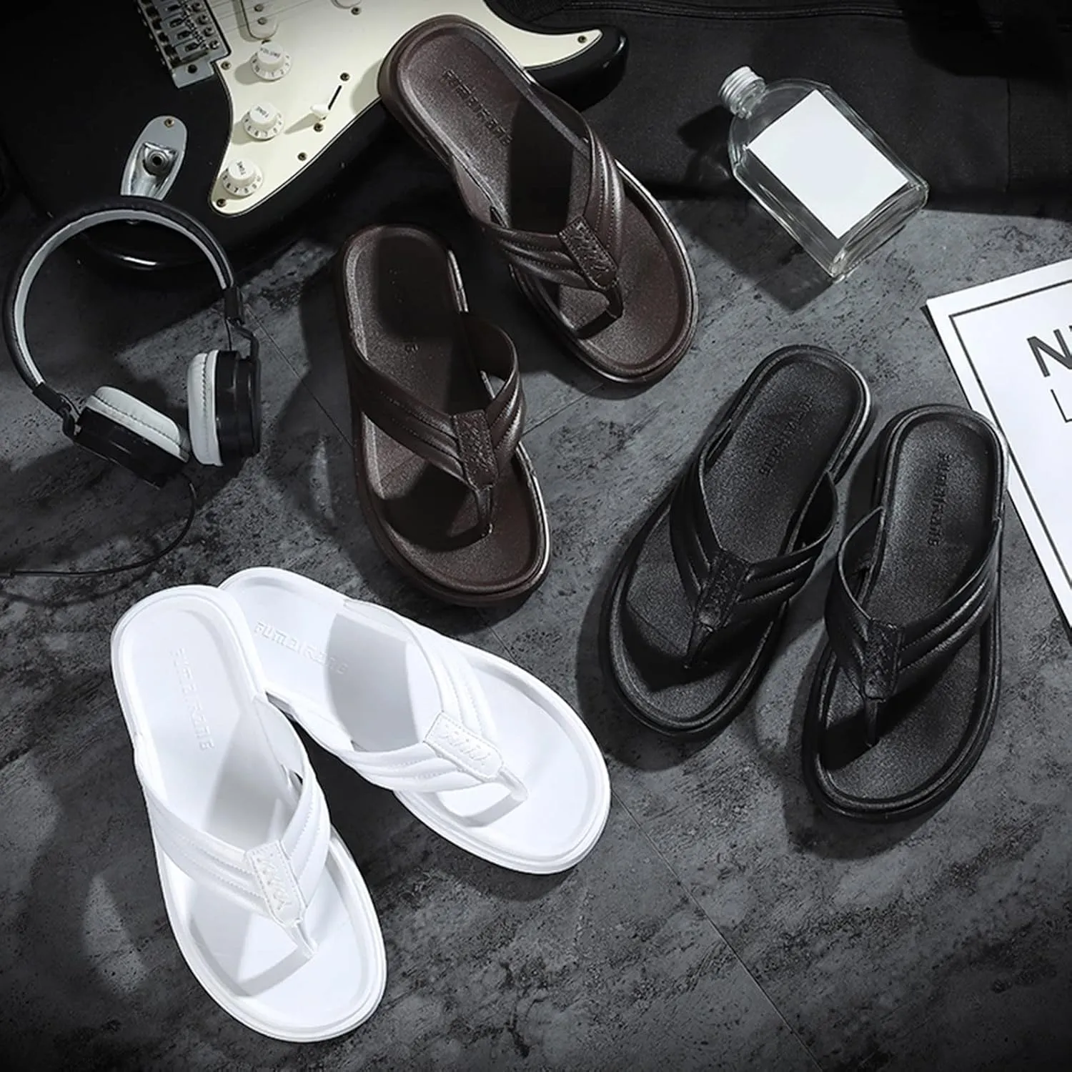 Mens Beach Sandals Men Shoes Fashion Beach Flip Flops Flat Toe Sandwich Open Toe Summer Beach Leather Thong Sandals