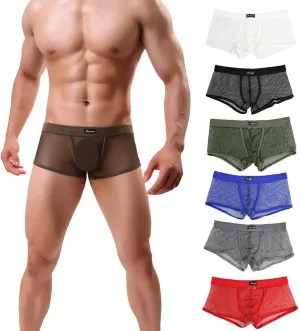 Mens Boxer Briefs Underwear Breathable High Waisted Cotton Sexy Underwear Stretch Comfortable Cool Pouch Soft Underwear
