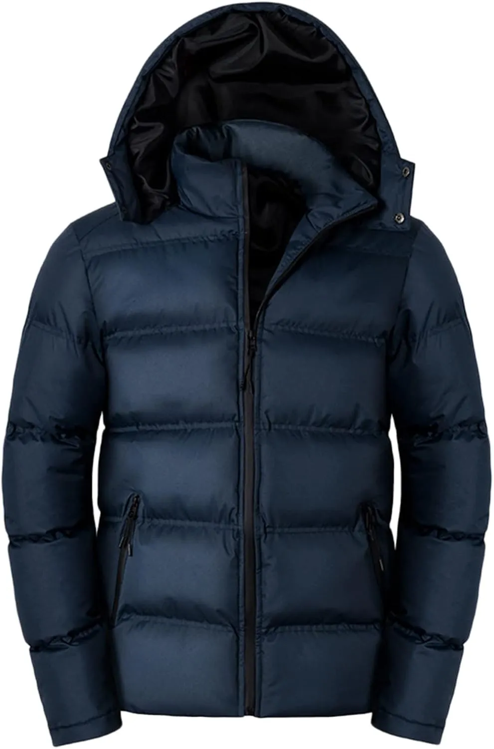 Men's Bread Cloth Winter Hooded Full-Zipper Solid Color Padded Plus Size Cotton Coat Jacket plus Size down Coats
