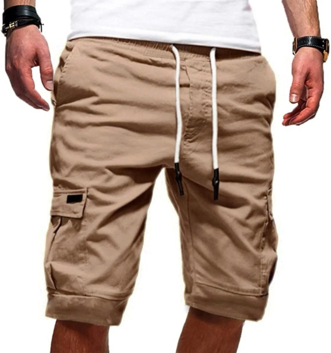 Mens Classic Cargo Work Shorts Sports Pants Loose Straight Leg Trouser with Pockets Hiking Outdoor Joggers Overalls