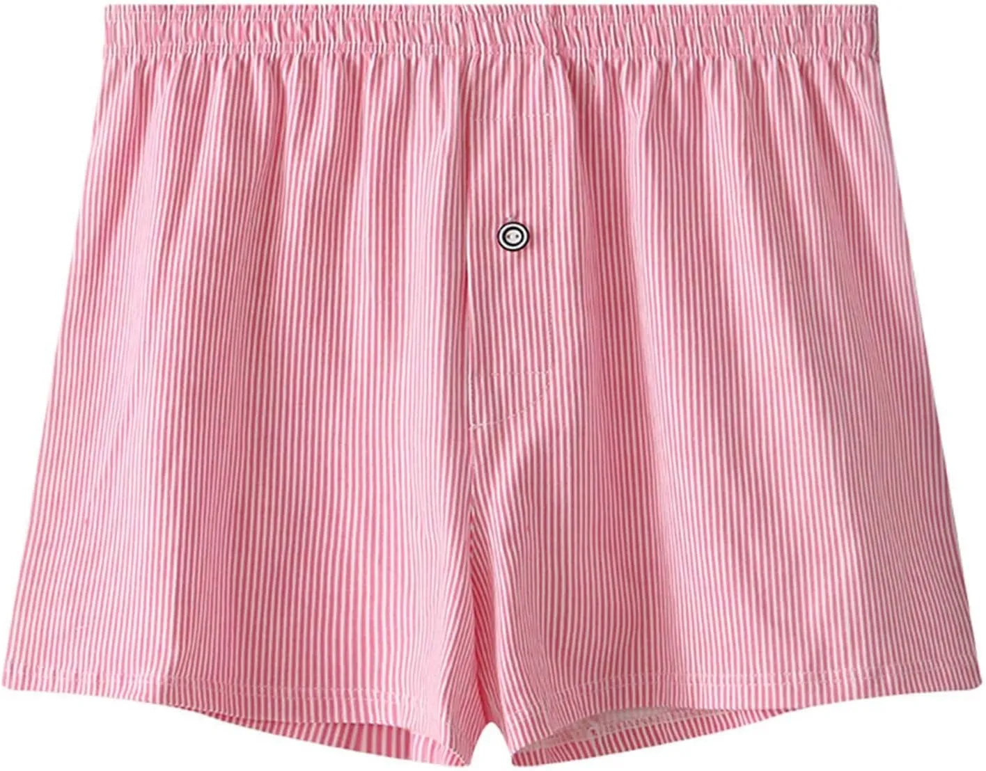 Men's Cotton Striped Underwear Shorts Breathable Sports Boxer Briefs Button Plaid Pajamas Lounge Loose Bottoms Pjs