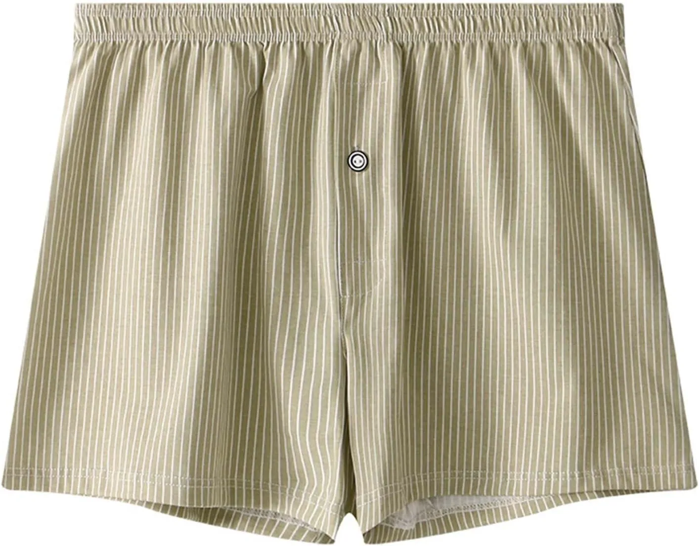 Men's Cotton Striped Underwear Shorts Breathable Sports Boxer Briefs Button Plaid Pajamas Lounge Loose Bottoms Pjs