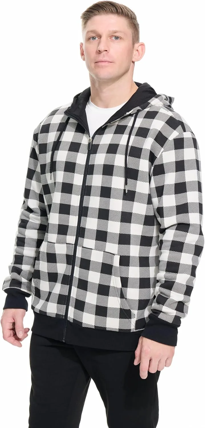 Men's Cotton Sweatshirt Heavyweight Fleece Hoodie Outerwear Warm Lined Coat Pocket Zip Up Jacket