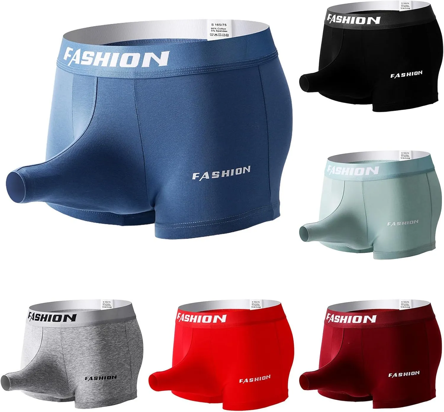 Men's Cotton Underwear Open Hole Elephant Underpants Separate Pouch Boxers Briefs Solid Boxers Briefs Trunks