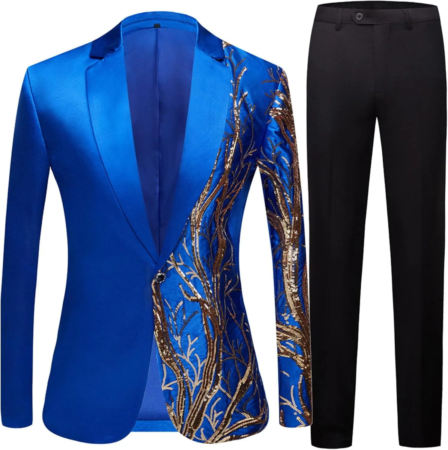 Mens Dinner Tux Dress Blazer Wedding Gold Sequin Suit Jacket Sport Coat Party Prom Jacket Vest Pants Set