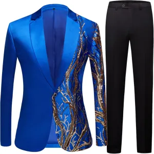 Mens Dinner Tux Dress Blazer Wedding Gold Sequin Suit Jacket Sport Coat Party Prom Jacket Vest Pants Set