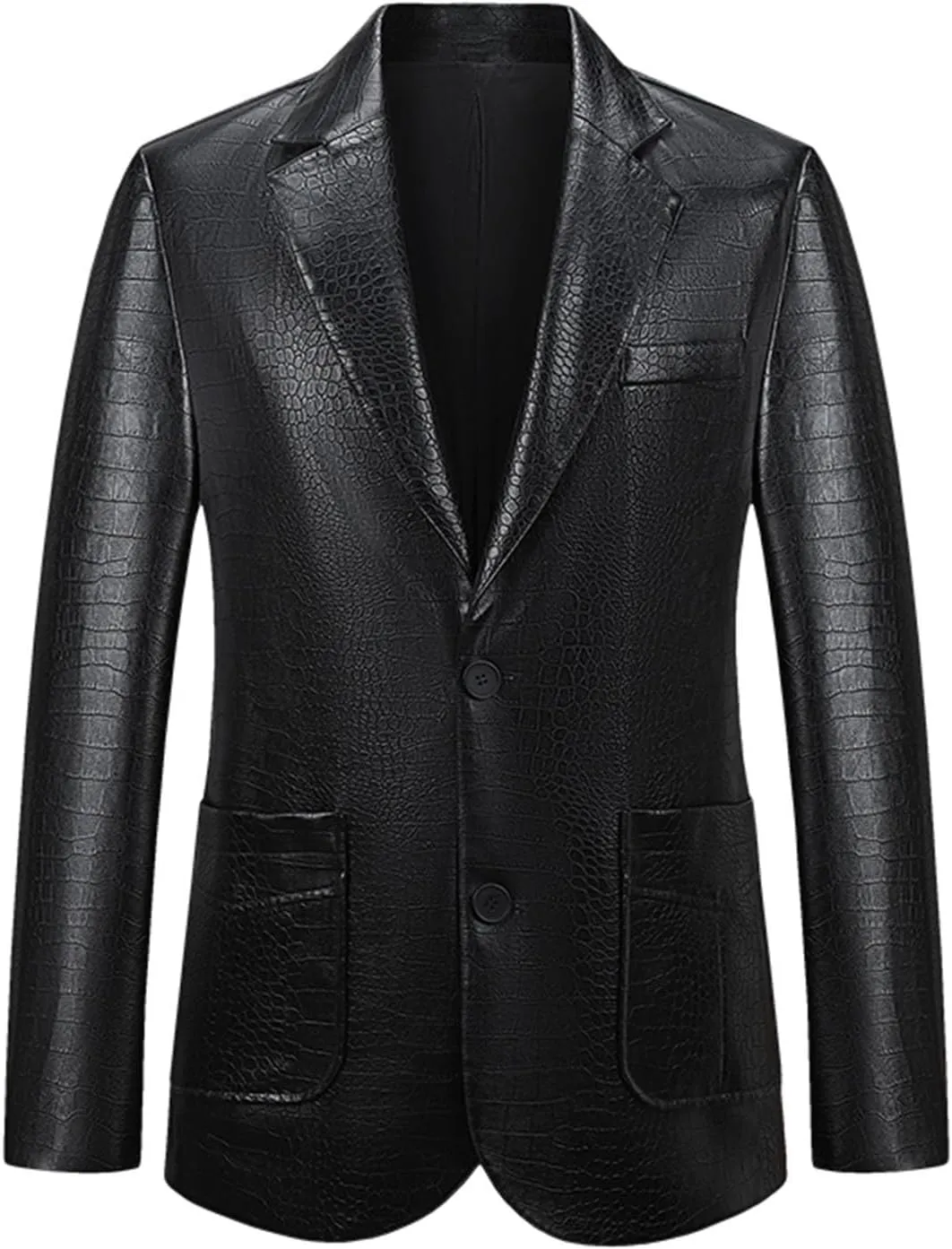 Mens Faux Leather Blazer Jackets Slim Fit Suit Jacket Casual Button Coat 2024 Lightweight Lapel Outerwear Windbreaker