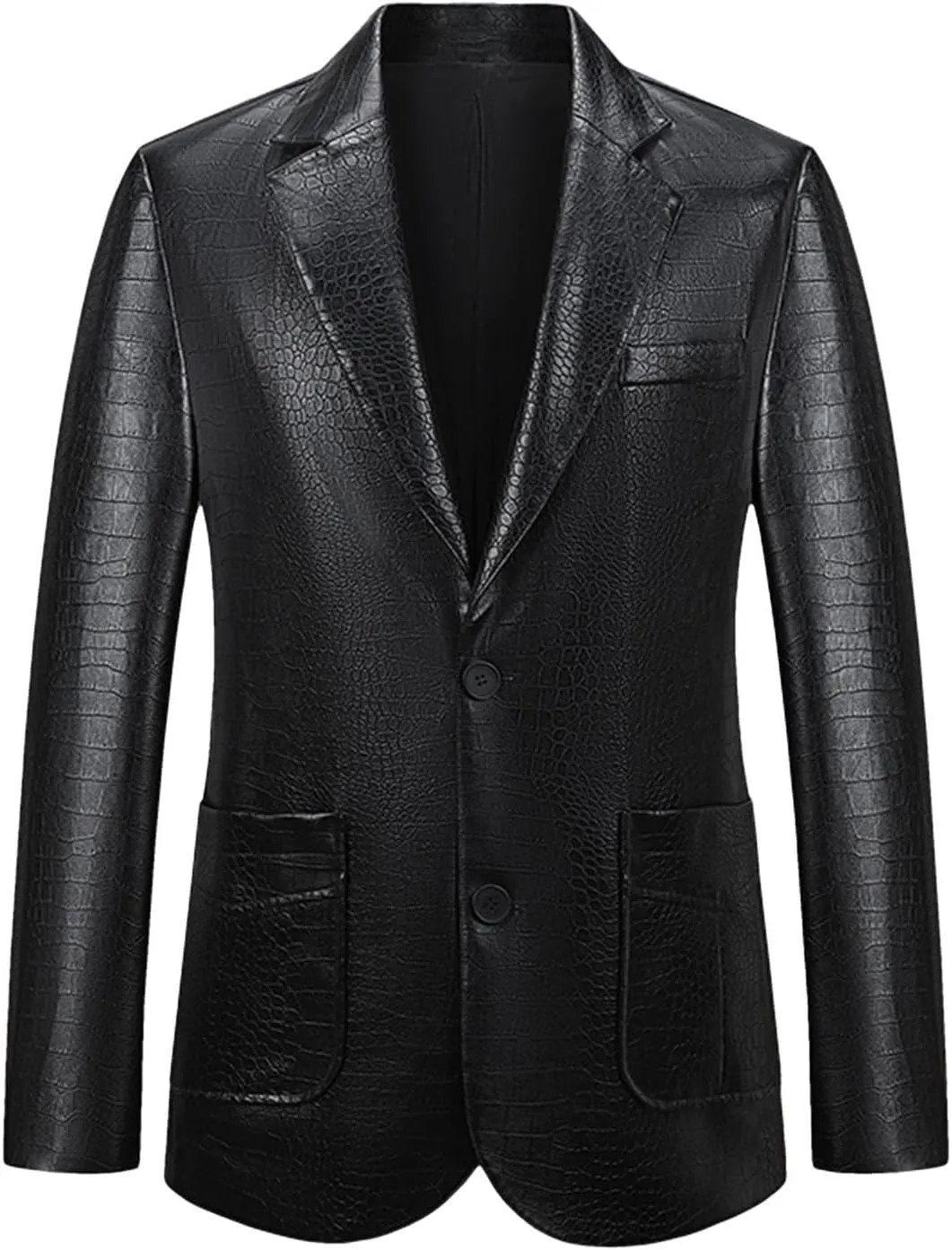 Mens Faux Leather Blazer Jackets Slim Fit Suit Jacket Casual Button Coat 2024 Lightweight Lapel Outerwear Windbreaker