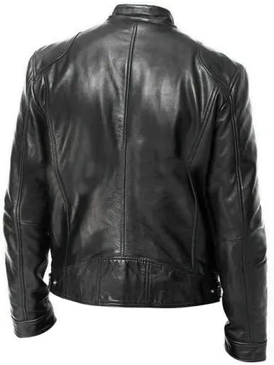 Mens Genuine Leather Biker Jacket Black & BROWN Lambskin Leather Jacket Real Leather Motorcycle Jacket Mans