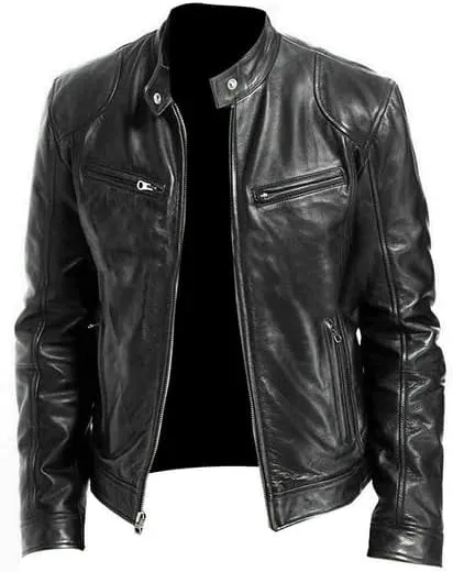 Mens Genuine Leather Biker Jacket Black & BROWN Lambskin Leather Jacket Real Leather Motorcycle Jacket Mans
