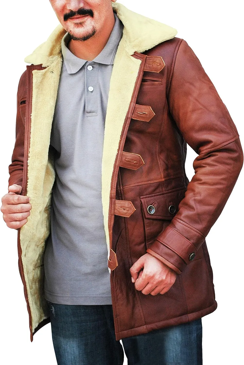 Mens Green Military Uniform Halloween Cosplay Costume Tactical Leather Vest/Coat