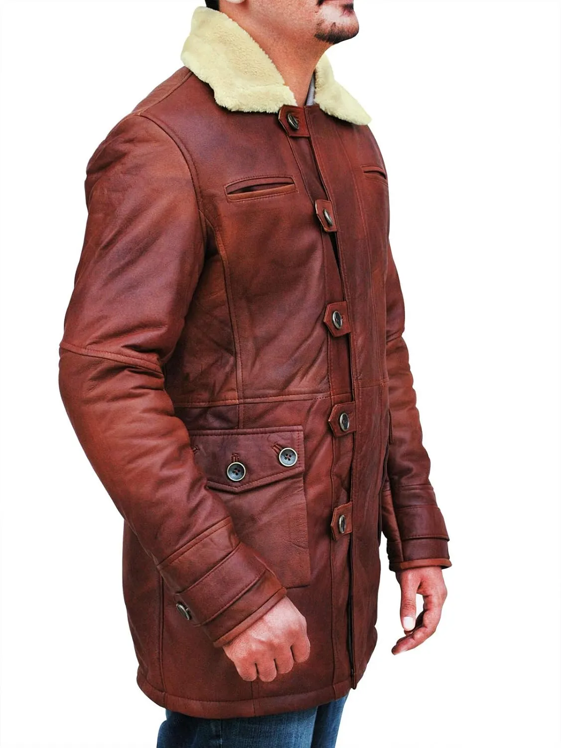 Mens Green Military Uniform Halloween Cosplay Costume Tactical Leather Vest/Coat