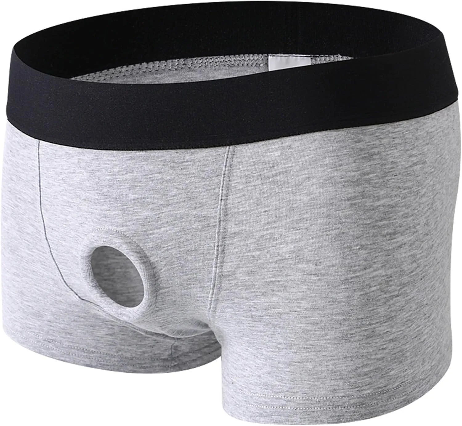 Men's Hole in Front Boxer Briefs Cut Out Sexy Low Waist Trunks Underwear Soft Stretch Comfortable Under Panties for Men