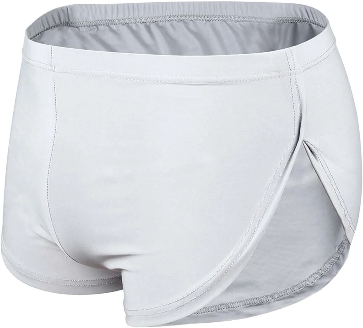 Men's Ice Silk Boxer Briefs Side Split Seamless Sexy Low Waist Underwear Breathable Soft Stretch Comfortable Underpants