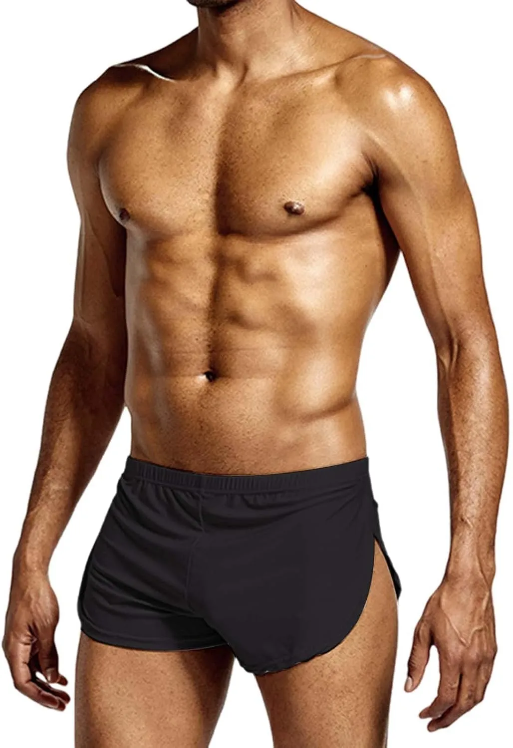 Men's Ice Silk Boxer Briefs Side Split Seamless Sexy Low Waist Underwear Breathable Soft Stretch Comfortable Underpants