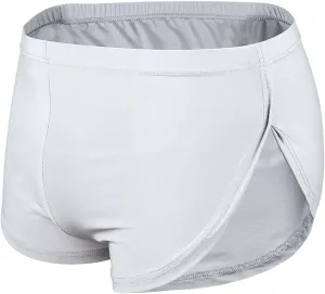 Men's Ice Silk Boxer Briefs Side Split Seamless Sexy Low Waist Underwear Breathable Soft Stretch Comfortable Underpants