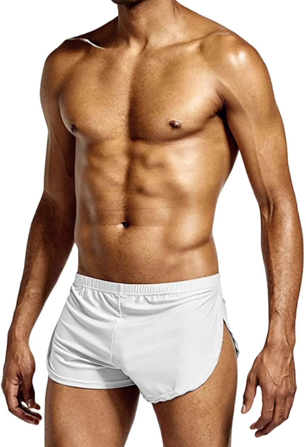 Men's Ice Silk Boxer Briefs Side Split Seamless Sexy Low Waist Underwear Breathable Soft Stretch Comfortable Underpants
