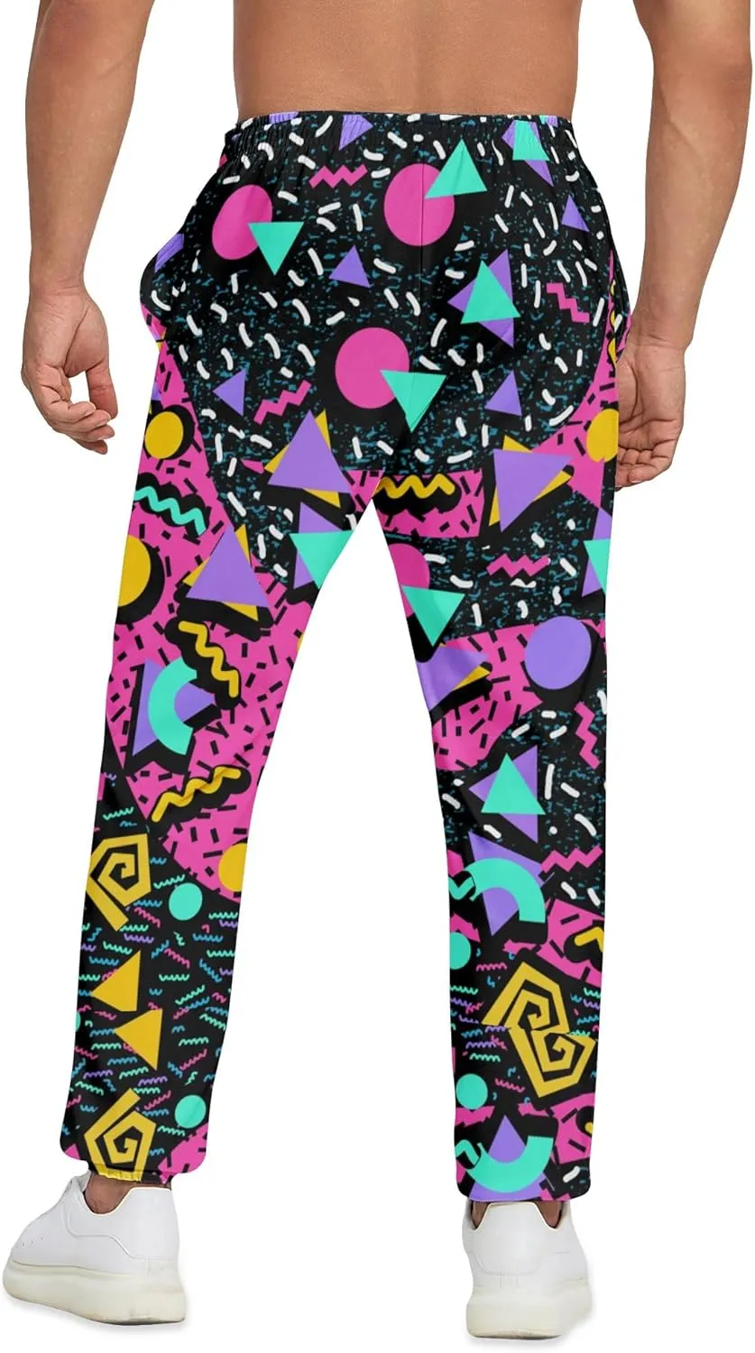 Men's Jogger Pants 80s Workout Costumes 90s Funny Sweatpants with Pockets Casual Sports Track Pants