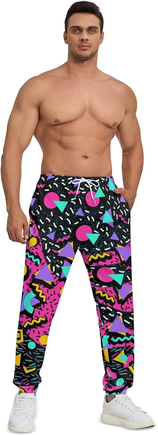 Men's Jogger Pants 80s Workout Costumes 90s Funny Sweatpants with Pockets Casual Sports Track Pants