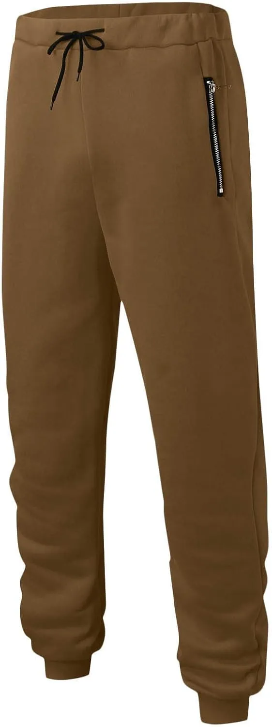 Men's Jogger Pants Slim Fit Elastic Waist Zipper Pockets Lightweight Drawstring Casual Daily Workout Athletic