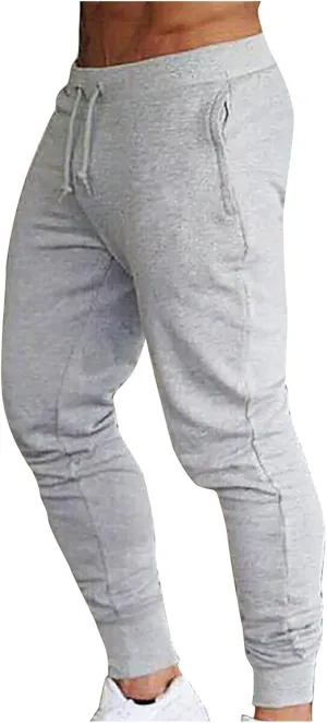 Men's Joggers Heavyweight Cargo Fleece Sweatpants Stretch Elastic Waist Trousers Drawstring Loose Pants with Pockets