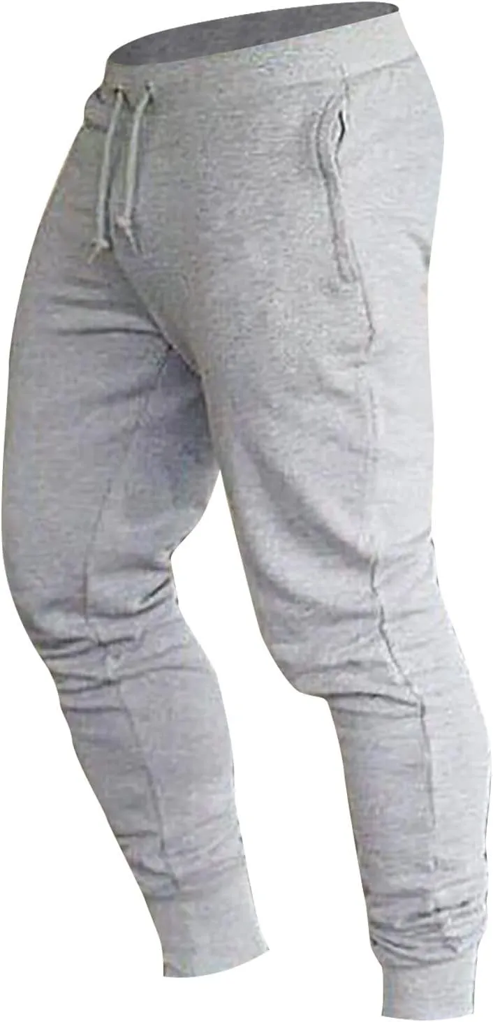 Men's Joggers Heavyweight Cargo Fleece Sweatpants Stretch Elastic Waist Trousers Drawstring Loose Pants with Pockets