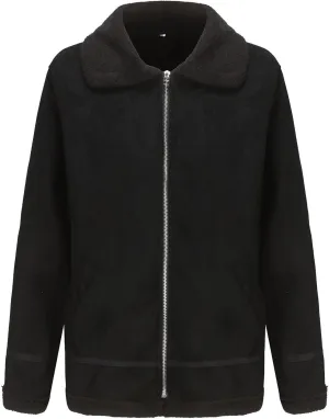 Mens Leather Bomber Jacket Winter Warm Fleece Lined Parkas Coat Windbreaker Classic Lapel Zip Up Trucker Jackets Tops