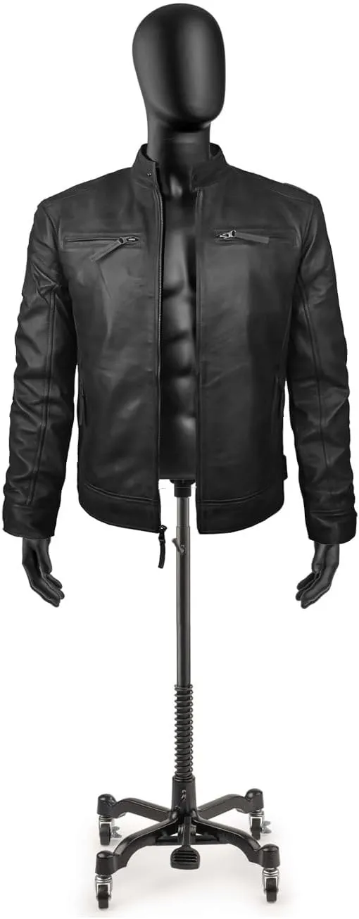 Mens Leather Jacket - Cafe Racer Style Real Lambskin Leather Jacket Men Soft Leather Jacket
