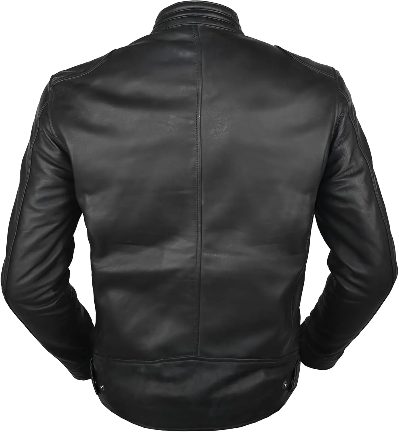 Mens Leather Jacket - Cafe Racer Style Real Lambskin Leather Jacket Men Soft Leather Jacket