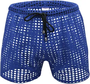 Men's Mesh Fishnet Boxer Briefs See-Through Sexy Low Waist Drawstring Underwear Ultra Breathable Male Erotic Lingerie