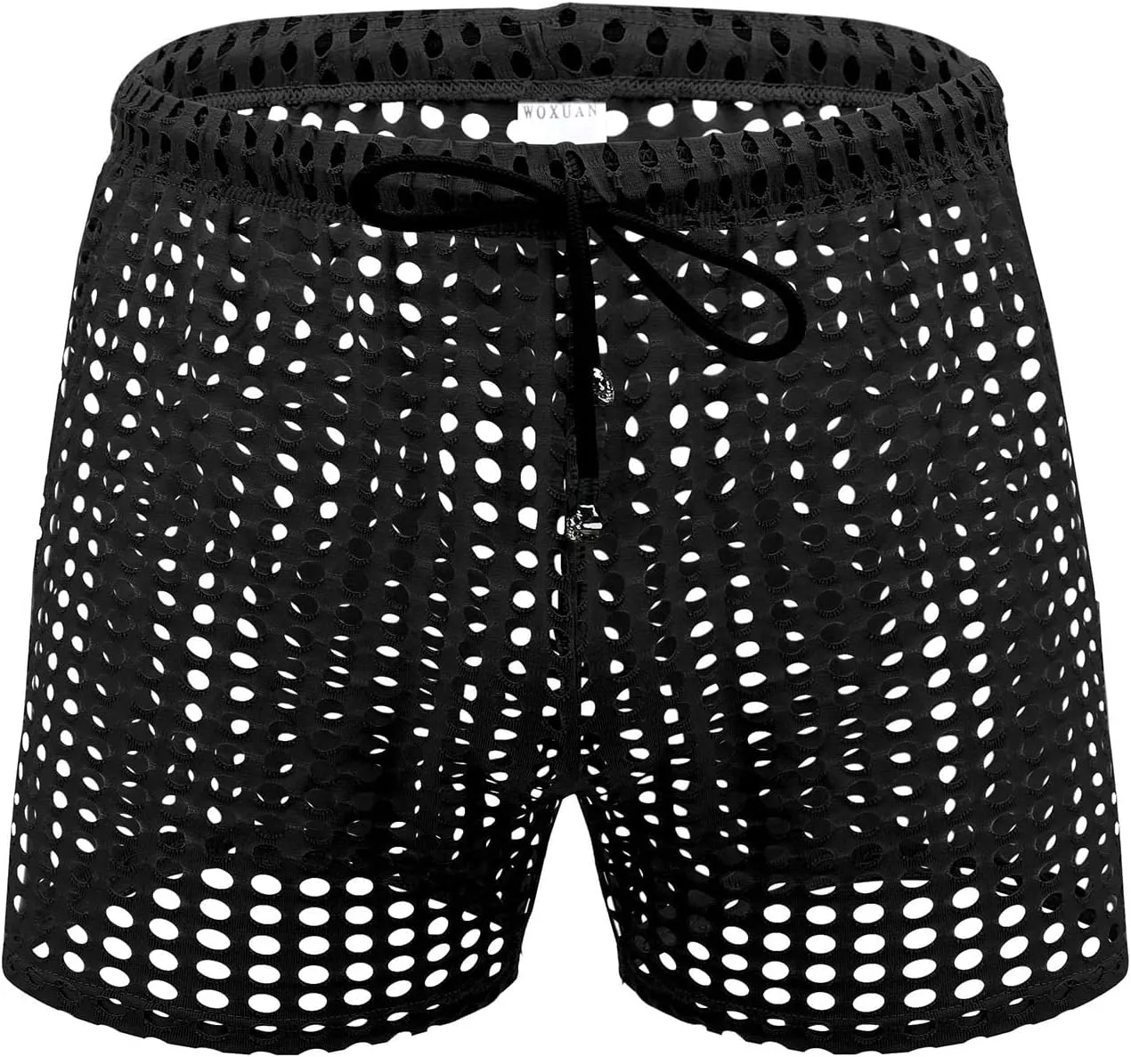 Men's Mesh Fishnet Boxer Briefs See-Through Sexy Low Waist Drawstring Underwear Ultra Breathable Male Erotic Lingerie